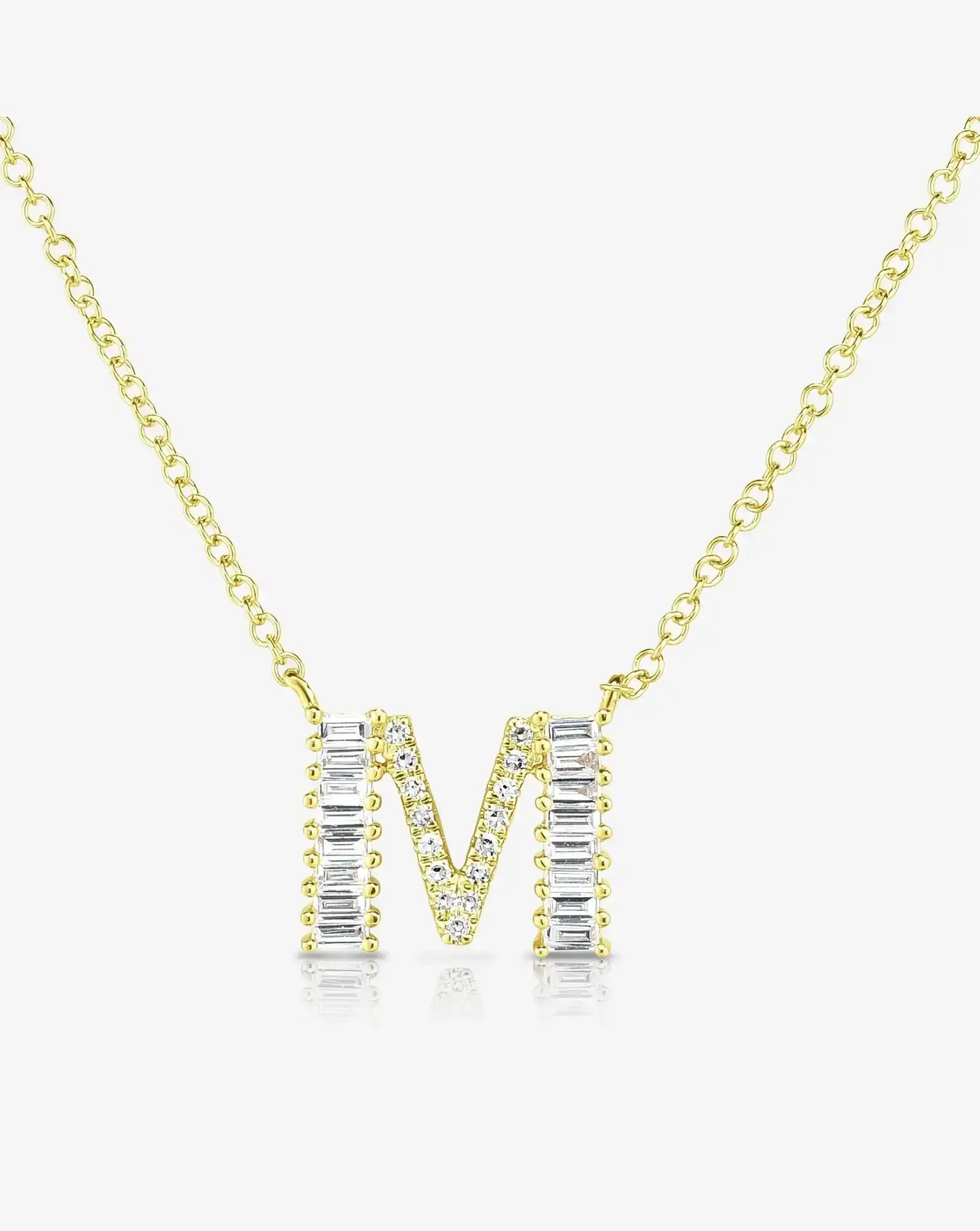 Image of Baguette + Pavé Initial Necklace