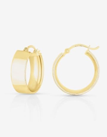 Save Share Home ⁄ Earrings ⁄ Bold Gold Flat Hoops Bold Gold Flat Hoops