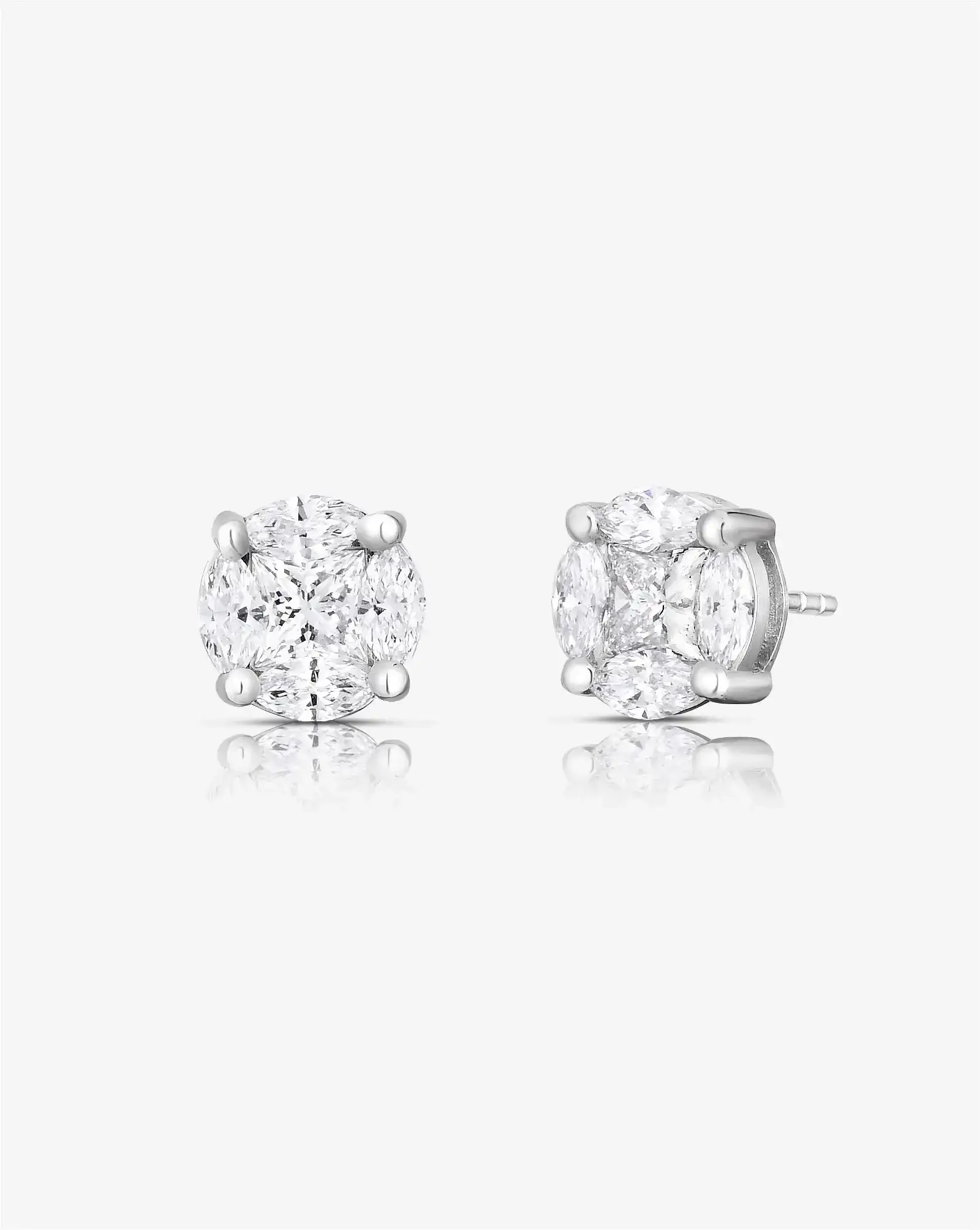 Image of Round Illusion Diamond Studs