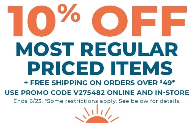 15% Off Most Regular Priced Items + Free Shipping on Orders \\$49+ Ends 6/23