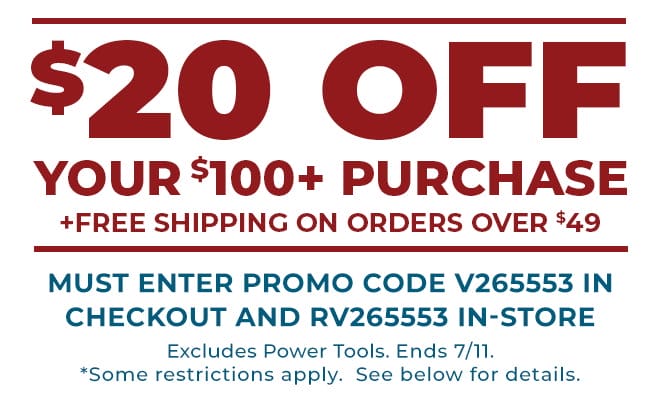 \\$20 Off Your Purchase of \\$100+ and Free Shipping on Orders of \\$49 or more