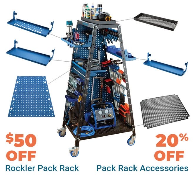 \\$50 Off Rockler Pack Rack and 20% Off Accessories