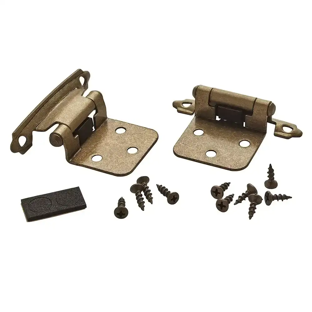 Variable Overlay Self-Closing Face-Mount Cabinet Hinges (3429), Burnished Brass