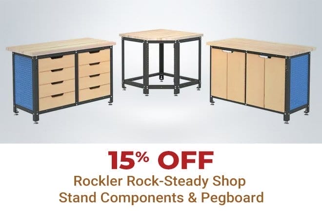 15% off Rockler Rock-Steady Shop Stand Components & Pegboard