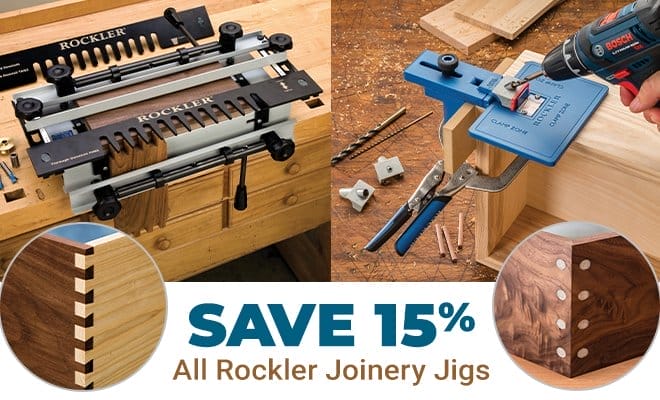 Save 15% All Rockler Joinery Jigs