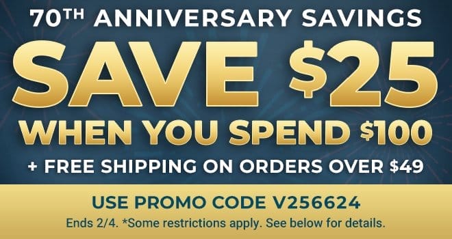 Save \\$25 When You Spend \\$100 or More Plus Free Shipping - Ends 2/4/24