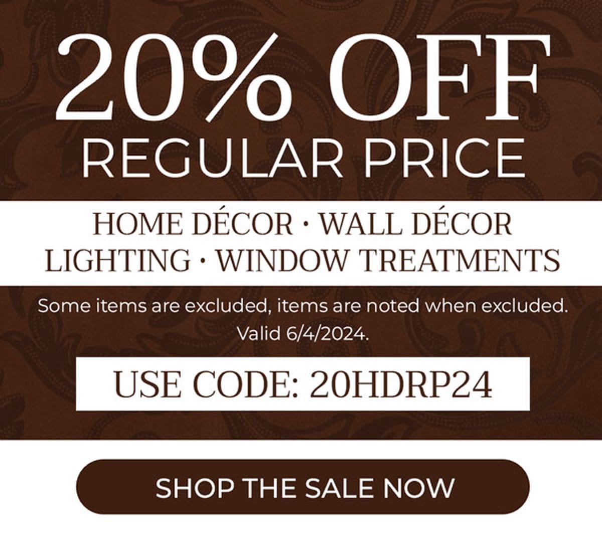 20% Off Regular Price For The Home