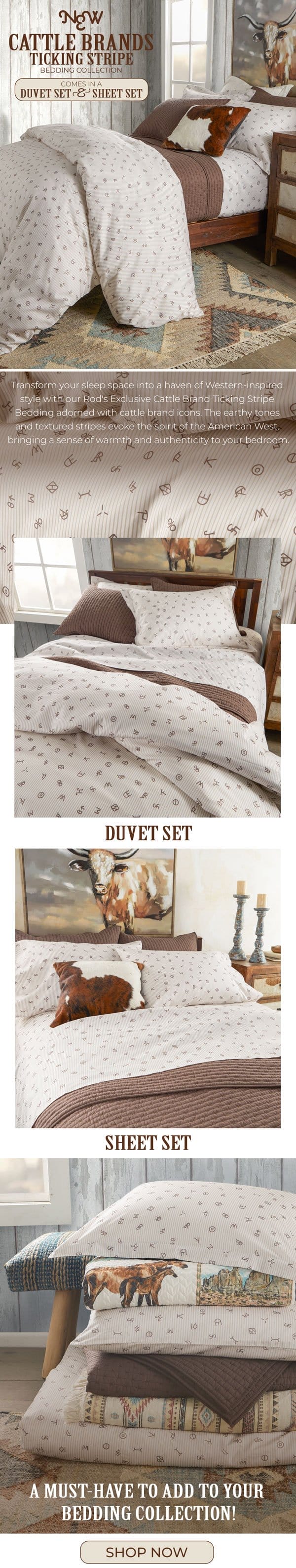 Cattle Brands Ticking Stripe Bedding Collection