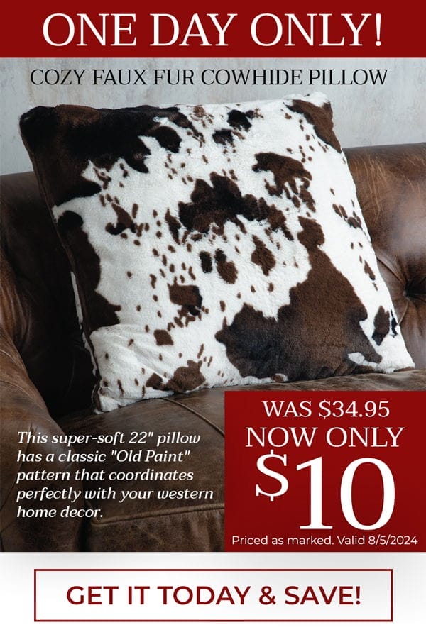 ONLY \\$10–Cozy Faux Fur Cowhide Pillow