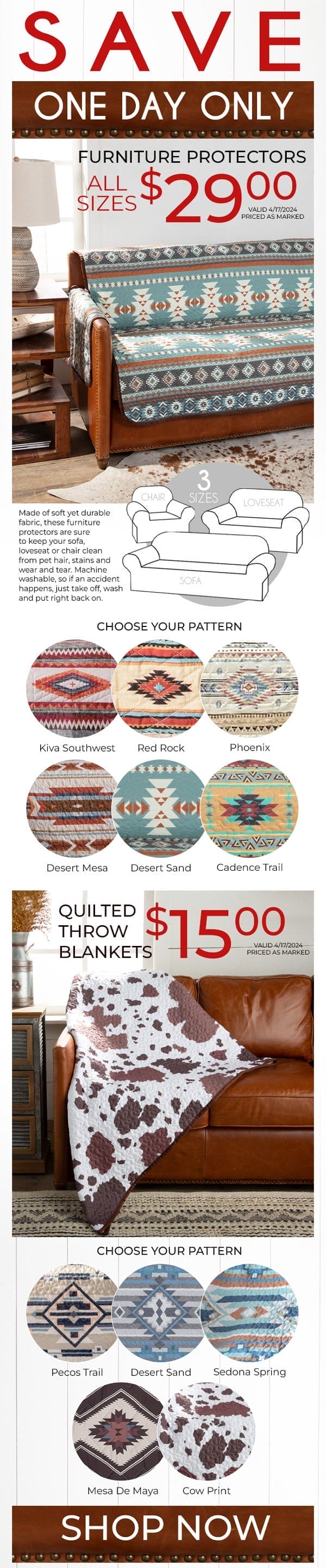 SAVE On Furniture Protectors & Quilted Throw Blankets