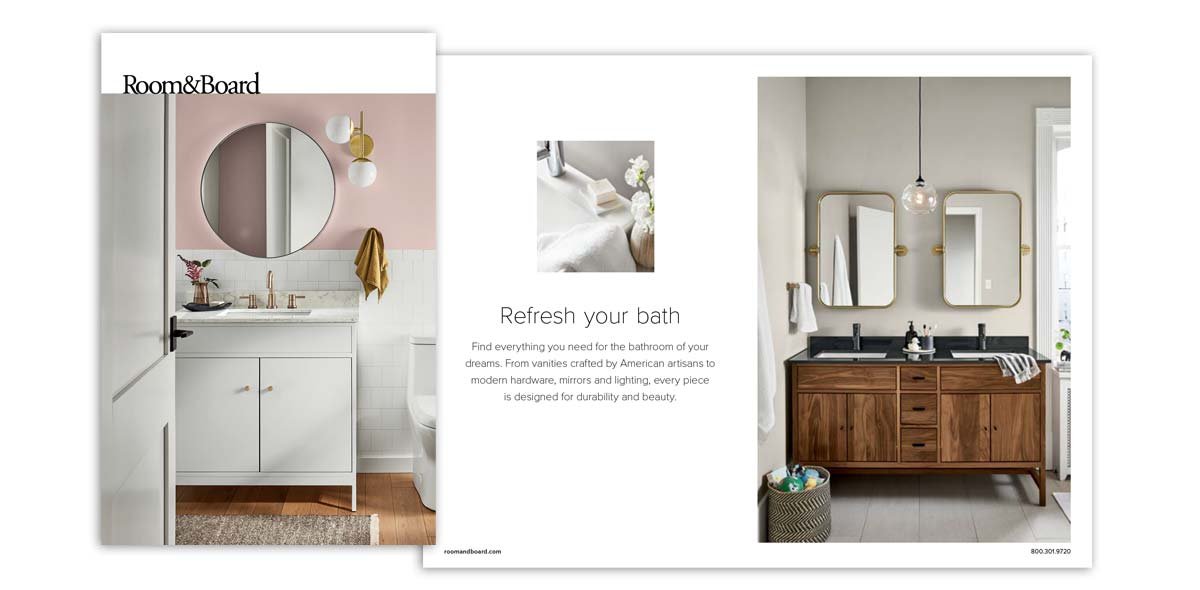 Bathroom layouts featured in the bathroom digital catalog