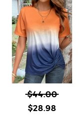 Ombre Twist Round Neck Orange T Shirt