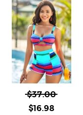 Colorful Geometric Print High Waisted Bikini Set\t