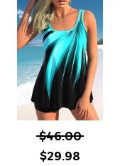 Double Straps Ombre Cyan Tankini Top