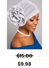 Flower Silvery White Pearl Turban Hat