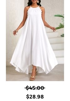 Tie Back Handkerchief Hem White Beach Dress