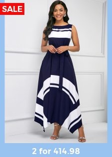 Asymmetric Hem Sleeveless Printed Maxi Dress