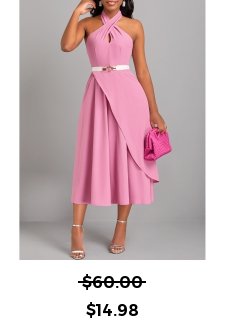 Criss Cross Layered Pink Sleeveless Dress