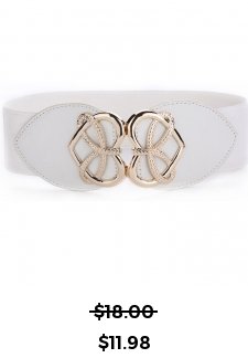 White Heart Faux Leather Patchwork Belt