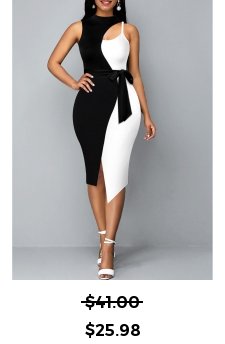 Cutout Sleeveless Black Asymmetric Hem Dress