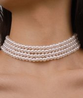 Round Pearl Design White Layered Necklace