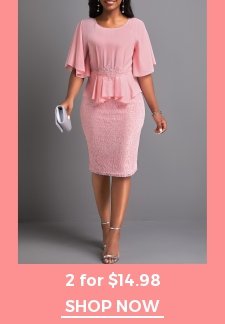 Light Pink Round Neck Lace Bodycon Dress