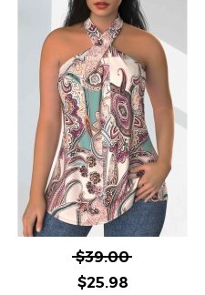 Paisley Print Twist Multi Color Sleeveless Tank Top