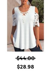 Lace White V Neck Cold Shoulder T Shirt