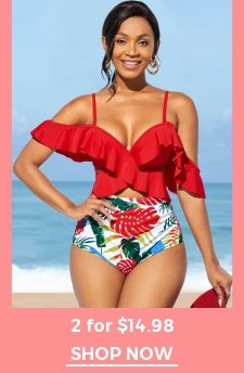 Flounce Spaghetti Strap High Waisted Bikini Set