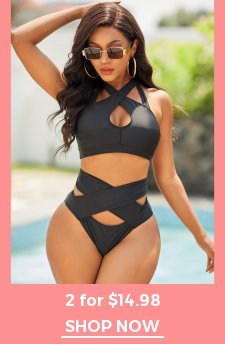 High Waist Cross Strap Bikini Set