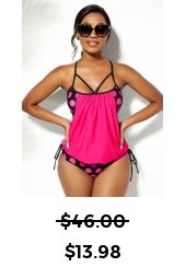 Tie Polka Dot Hot Pink Tankini Set