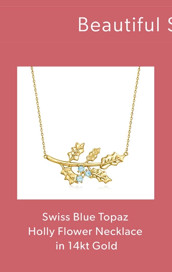 Swiss Blue Topaz Holly Flower Necklace