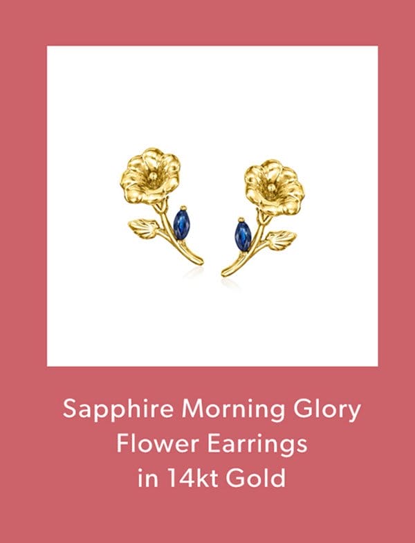 Sapphire Morning Glory Flower Earrings