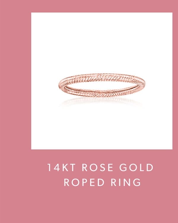 14kt Rose Gold Rope Ring