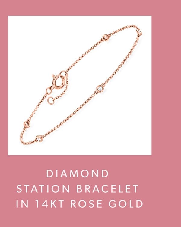 Diamond Station Bracelet in 14kt Rose Gold