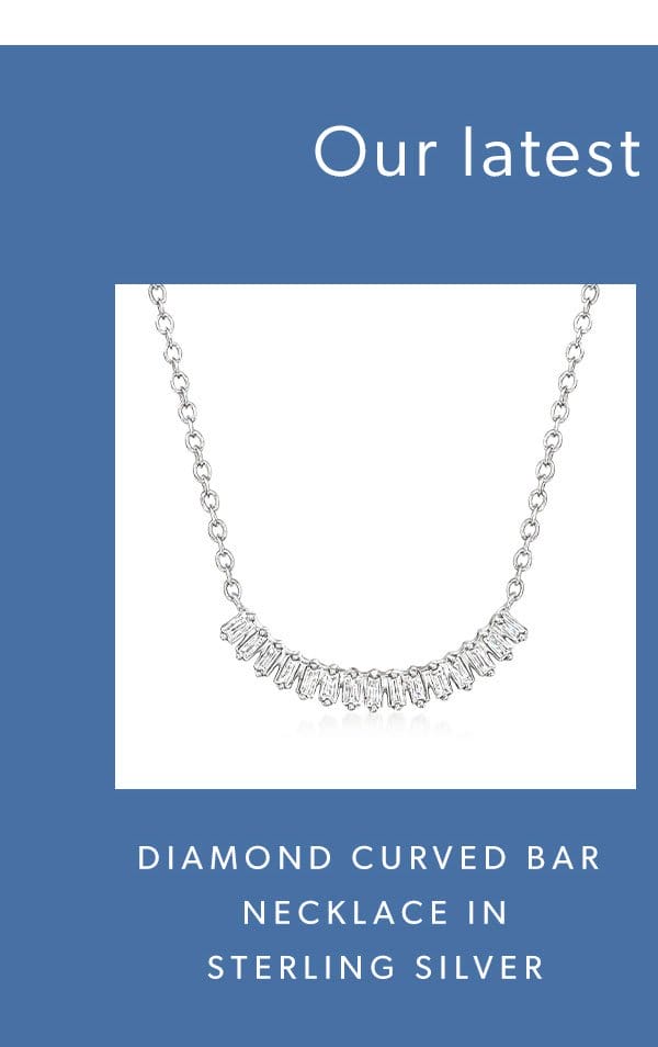Diamond Curved Bar Necklace in Sterling Silver