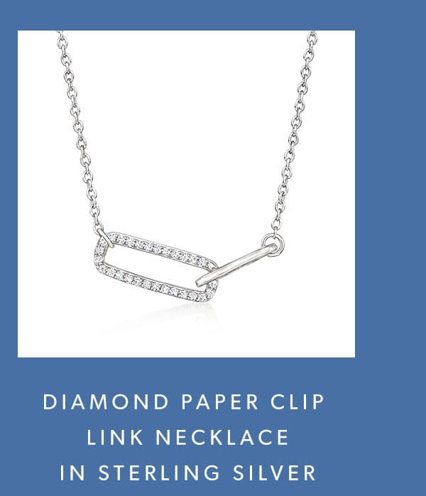 Diamond Paper Clip Link Necklace in Sterling Silver