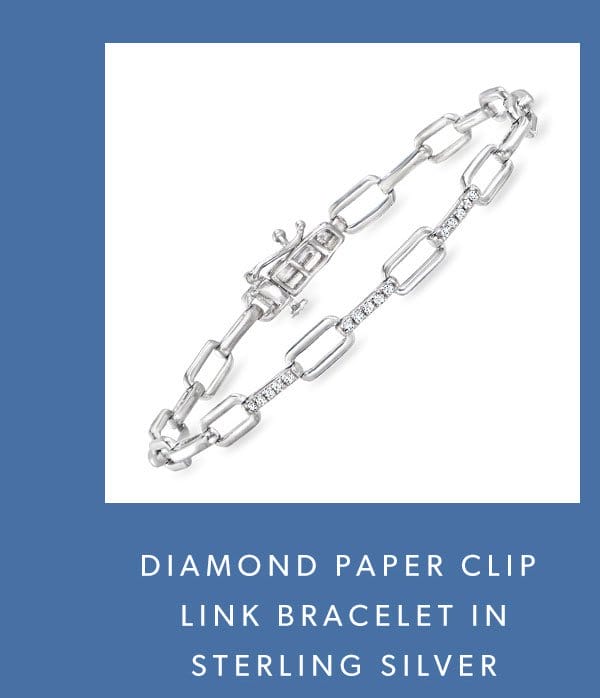 Diamond Paper Clip Link Bracelet in Sterling Silver