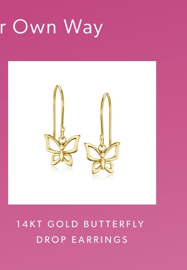 14kt Gold Butterfly Drop Earrings