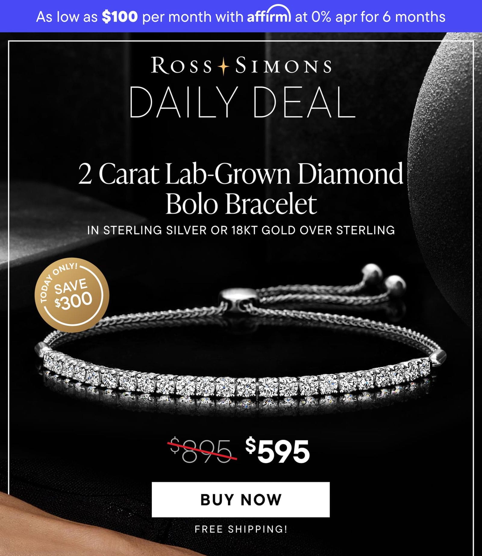 2 Carat Lab-Grown Diamond Bolo Bracelet. Buy Now