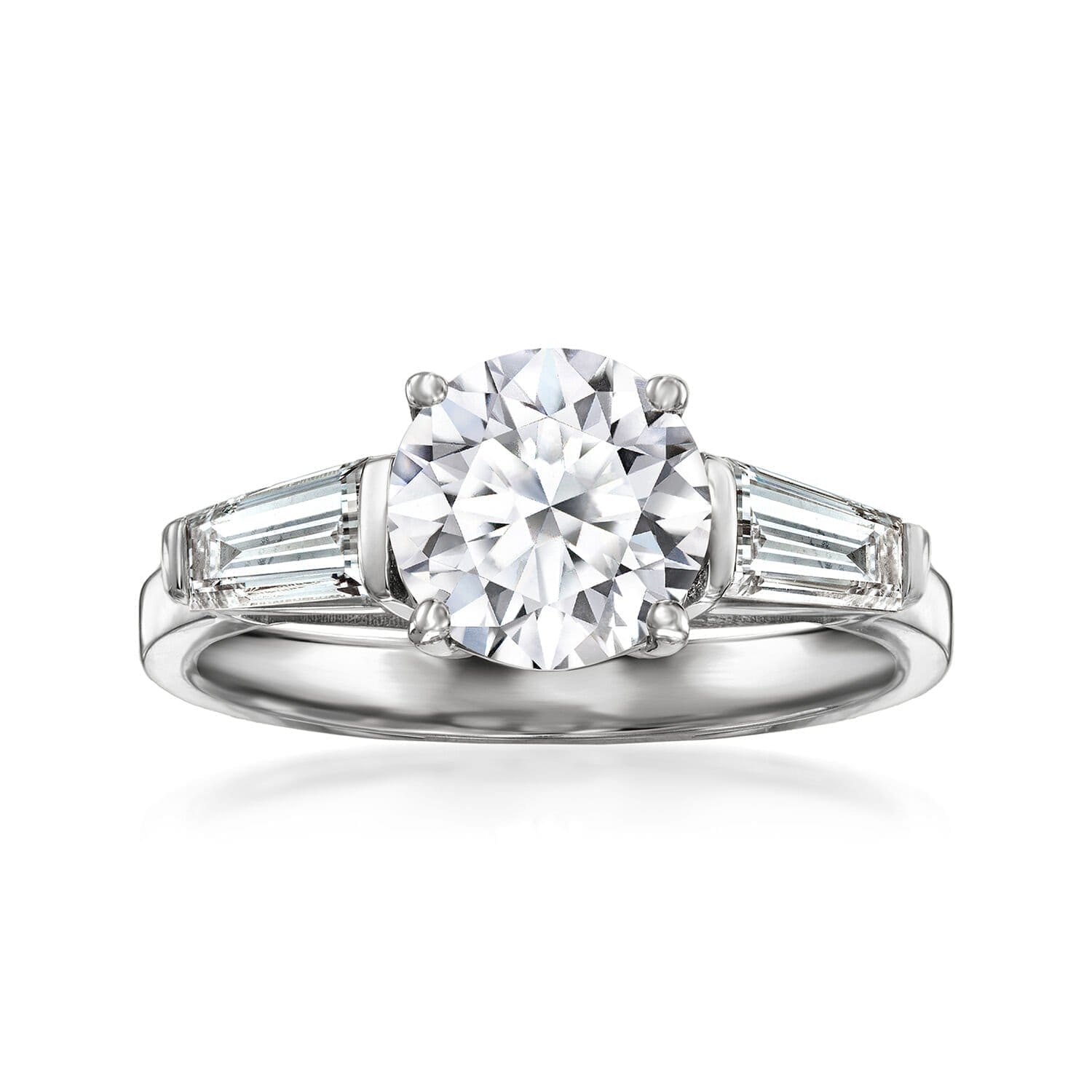 2.50ct t.w. Lab Grown Diamond Three-Stone Ring Round Cut in 14kt White Gold. Size 5