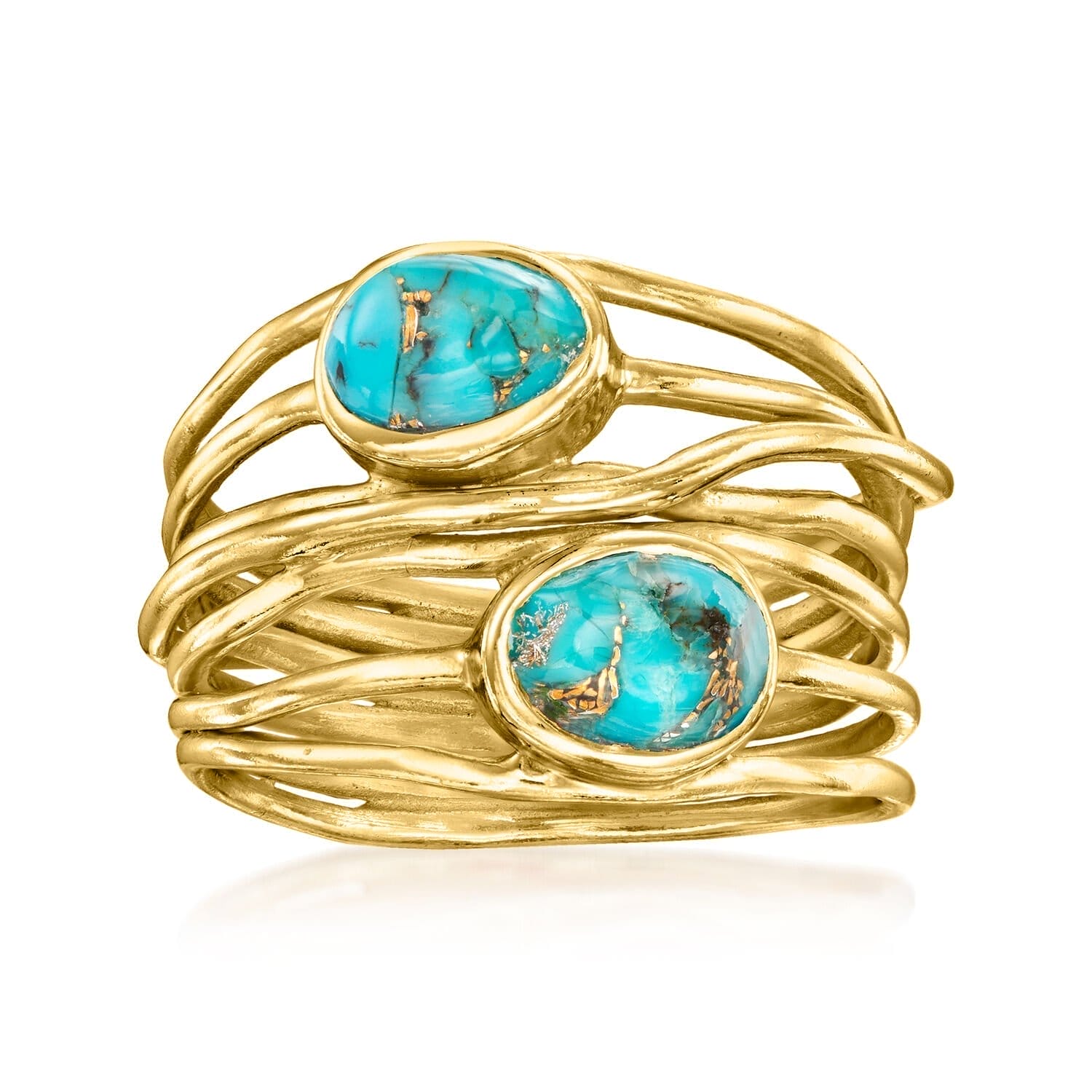 Turquoise Highway Ring in 18kt Gold Over Sterling. Size 8