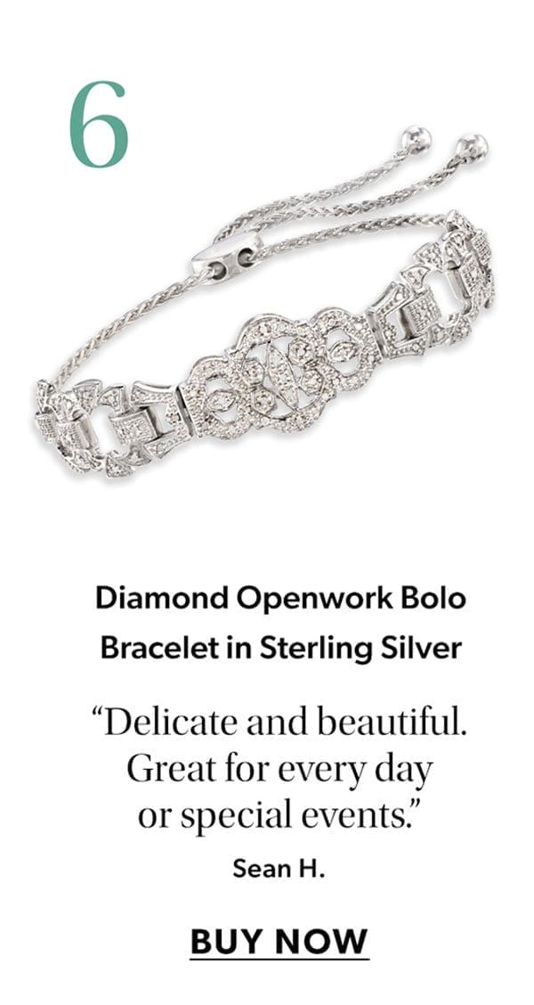 6. Diamond Openwork Bolo Bracelet in Sterling Silver