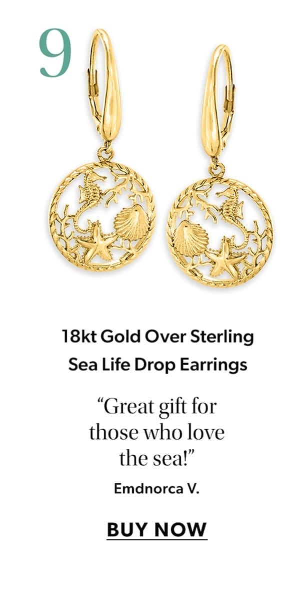 9. 18kt Gold Over Sterling Sea Life Drop Earrings