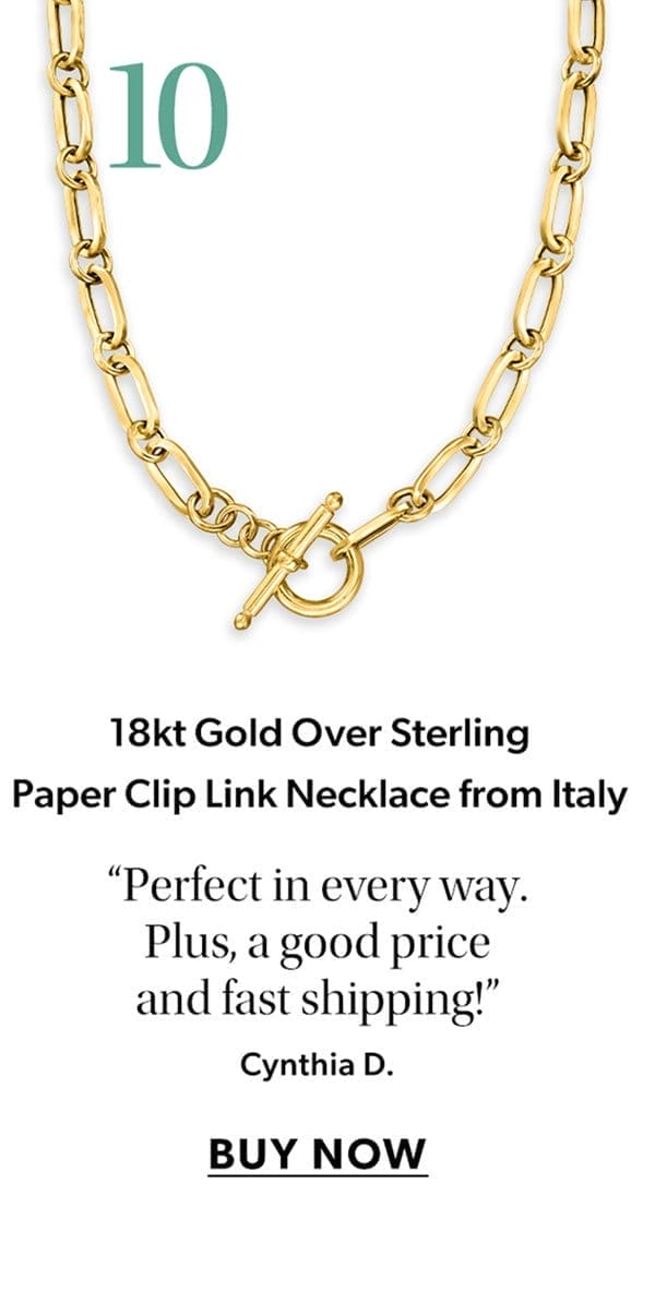 10. 18kt Gold over Sterling Paper Clip Link Necklace from Italy