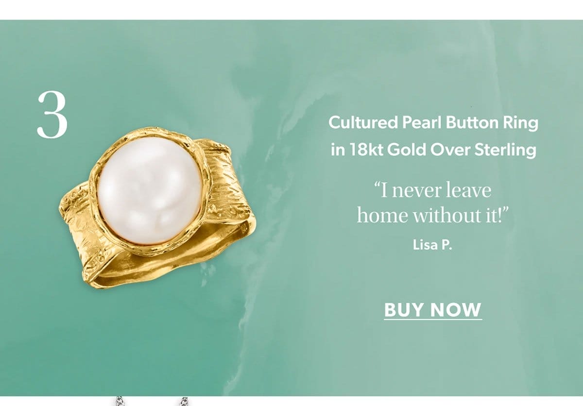 3. Cultured Pearl Button Ring in 18kt Gold over Sterling