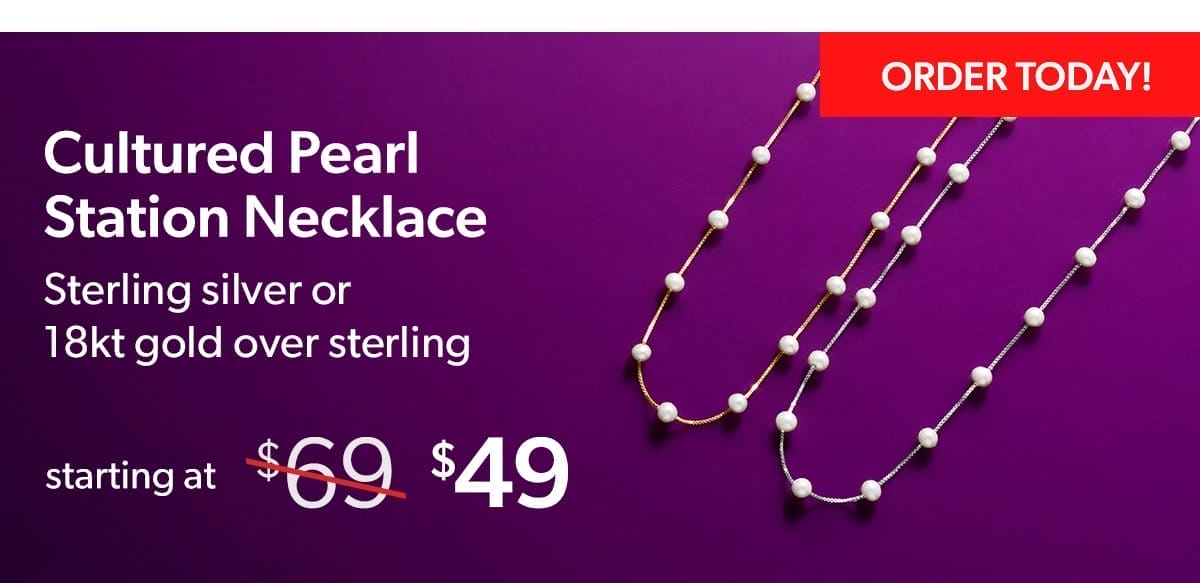 Cultured Pearl Station Necklace. Starting at \\$49