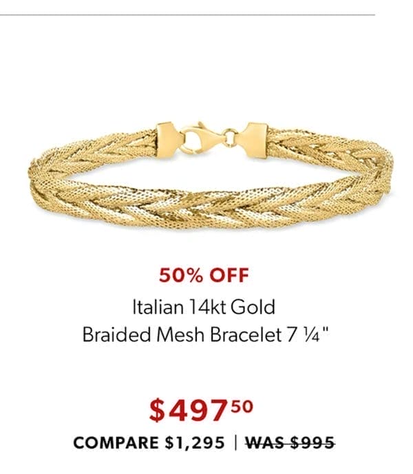 Italian 14kt Gold Braided Mesh Bracelet