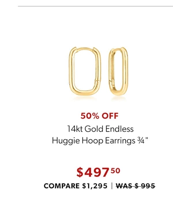 14kt Gold Endless Huggie Hoop Earrings