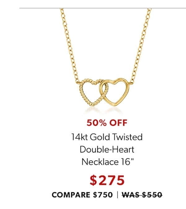 14kt Gold Twisted Double-Heart Necklace